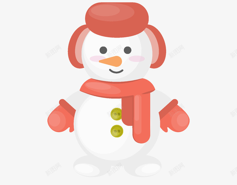 穿戴红色帽子围巾的雪人png免抠素材_新图网 https://ixintu.com 创意 卡通 商务 围巾 帽子 手套 手绘 红色 雪人