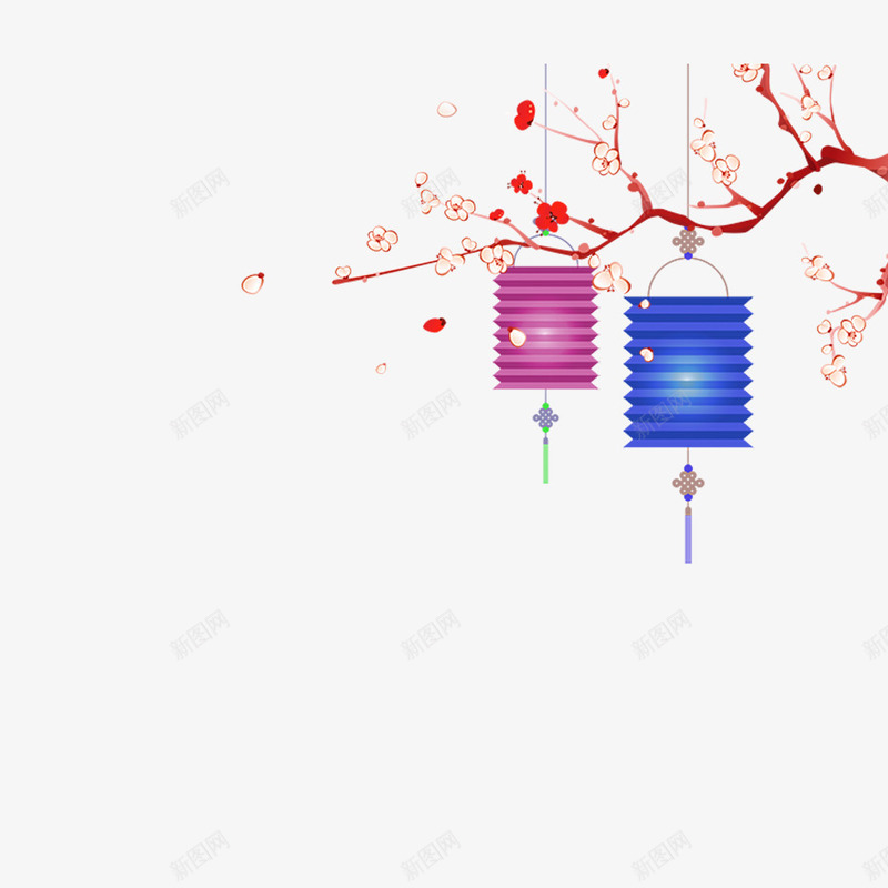 卡通灯笼png免抠素材_新图网 https://ixintu.com 中秋 唯美 彩色 春节 桃花 梅花 灯笼 装饰