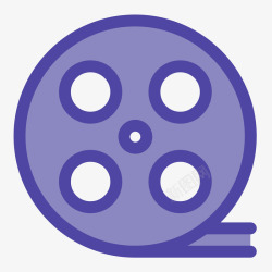 圆鼓紫色手绘圆弧电影院元素图标高清图片