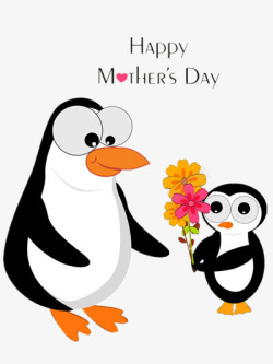 小企鹅为母献花素材