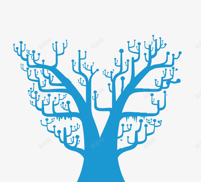 蓝色树藤png免抠素材_新图网 https://ixintu.com 团队管理 大树 心形树 枯树藤 海报 蓝色