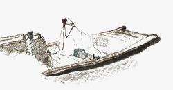 划船的老翁湖边划船水墨垂钓高清图片