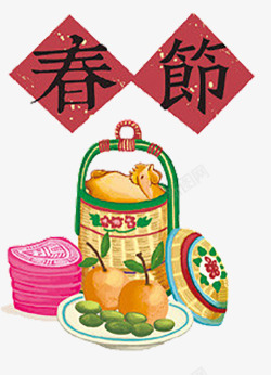 春节年味食物插画素材