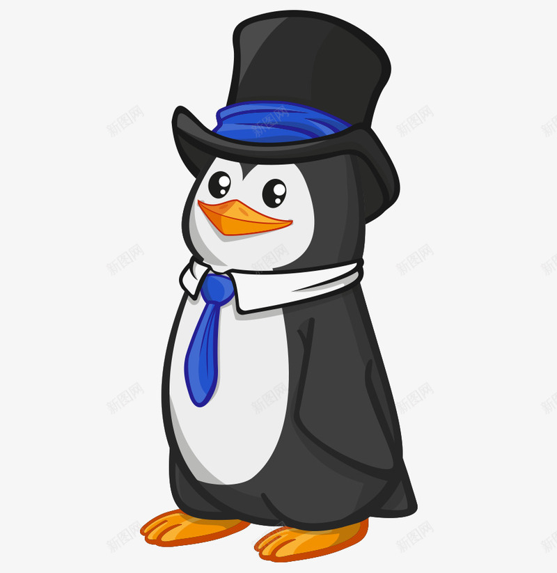 卡通手绘领带绅士企鹅png免抠素材_新图网 https://ixintu.com 卡通的动物 戴领带的企鹅 手绘的企鹅 绅士的企鹅