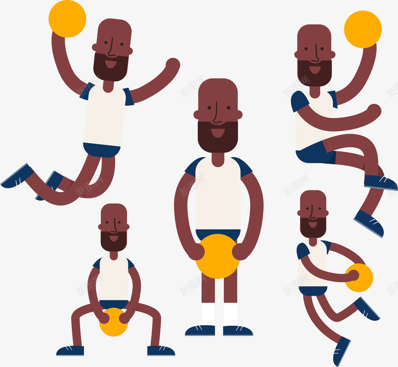 5款黑人篮球运动员png免抠素材_新图网 https://ixintu.com 矢量黑人篮球运动员 篮球运动员 篮球运动员矢量 黑人篮球运动员