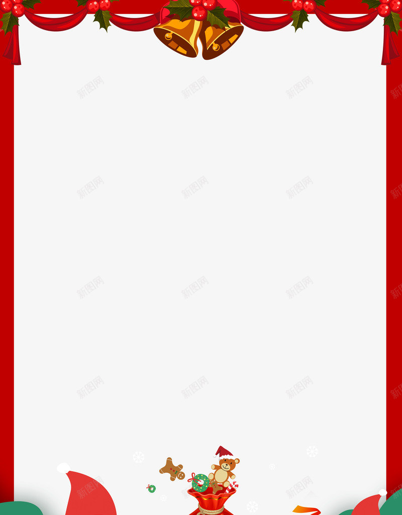 圣诞节红色海报装饰框png_新图网 https://ixintu.com 圣诞促销边框 圣诞海报边框 圣诞节 海报装饰框 红色 铃铛