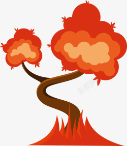 着火的树一颗橙色的火树木矢量图高清图片