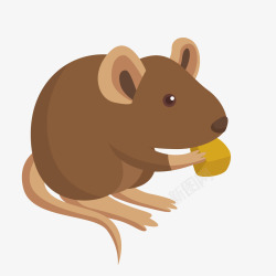 棕色卡通老鼠吃东西矢量图素材
