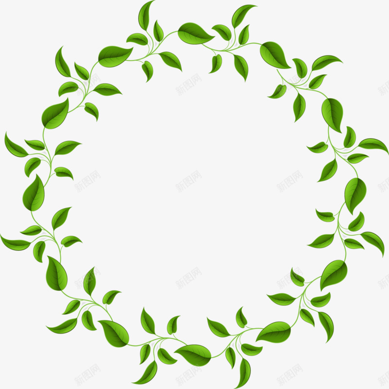 绿色创意植物花环png免抠素材_新图网 https://ixintu.com 创意 植物 绿色 花环
