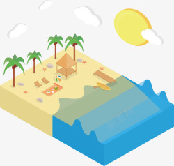 木屋模型免抠夏日海岛度假矢量图高清图片