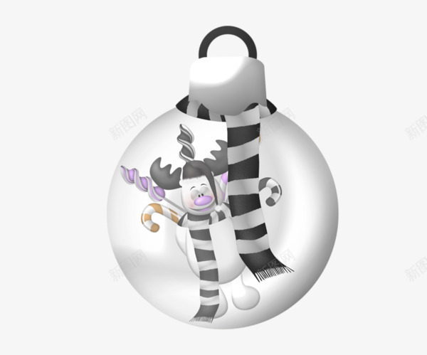 雪人装饰球png免抠素材_新图网 https://ixintu.com 圣诞 白色 装饰球 雪人