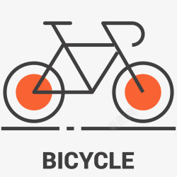 橙色自行单自行车线条插画矢量图高清图片