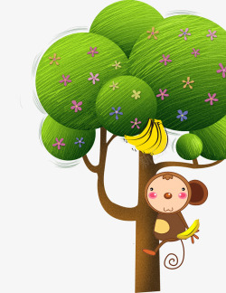 猴子摘香蕉素材