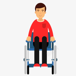 卡通人物轮椅上的病人矢量图素材