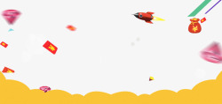 黄色火箭漂浮背景元素高清图片