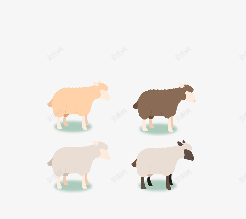 彩色草地上的小羊卡通动物png免抠素材_新图网 https://ixintu.com 卡通动物 彩色动物 矢量动物 草地上的小羊