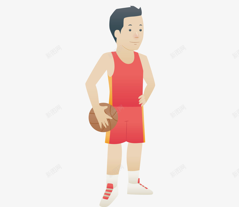 手绘打篮球男孩png免抠素材_新图网 https://ixintu.com 卡通人物 打篮球 男孩 红衣男子 运动人物 锻炼