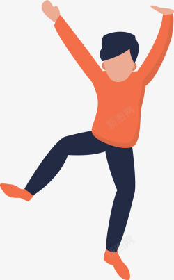 活力橙橙衣卡通跳跃男人高清图片