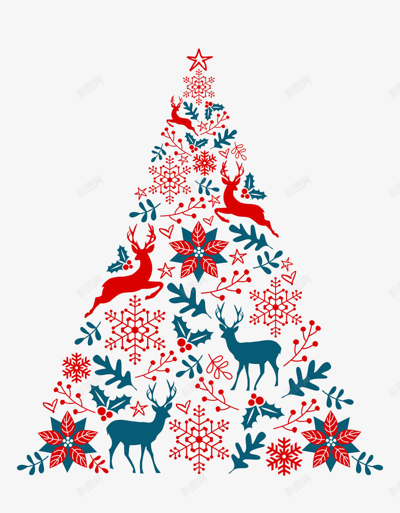 创意圣诞树装饰图png免抠素材_新图网 https://ixintu.com 动物 卡通手绘 叶子 圣诞节 宠物 水彩 红色 麋鹿