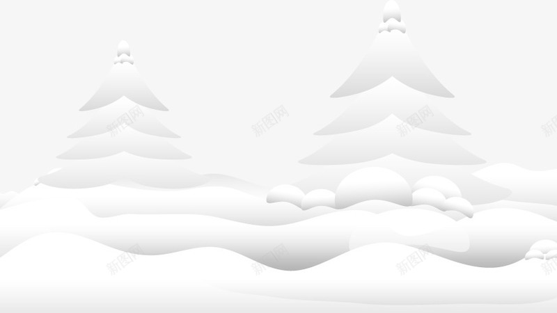 手绘白色大雪松树图案png免抠素材_新图网 https://ixintu.com 图案 大雪 手绘 松树 白色