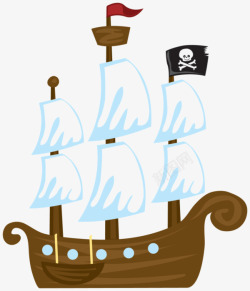 卡通手绘海盗小帆船素材