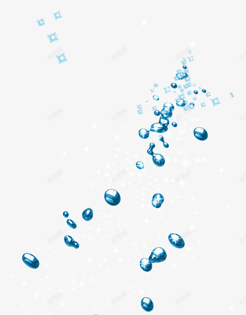 蓝色水滴png免抠素材_新图网 https://ixintu.com 发光 唯美水滴 特效 蓝色水滴素材图片