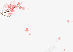 粉色中国风花枝花瓣素材