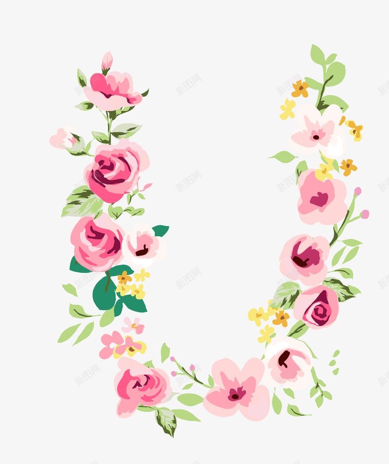 创意花卉字母简图Upng免抠素材_新图网 https://ixintu.com U 字母 漂亮的 美丽的 花卉 花朵 花瓣 装饰