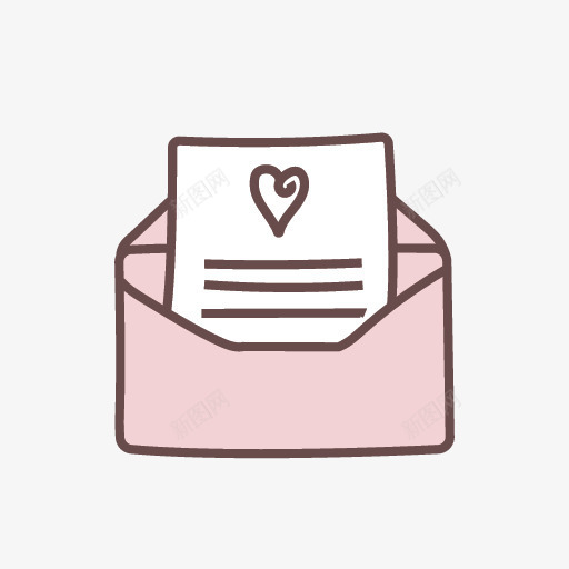 卡通手绘粉色的信封png免抠素材_新图网 https://ixintu.com 创意 动漫动画 卡通手绘 爱心图案 白色纸张 粉色的信封