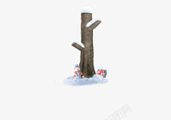 冬天的树木枯木大雪素材