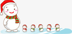 手绘圣诞雪人排队图案素材