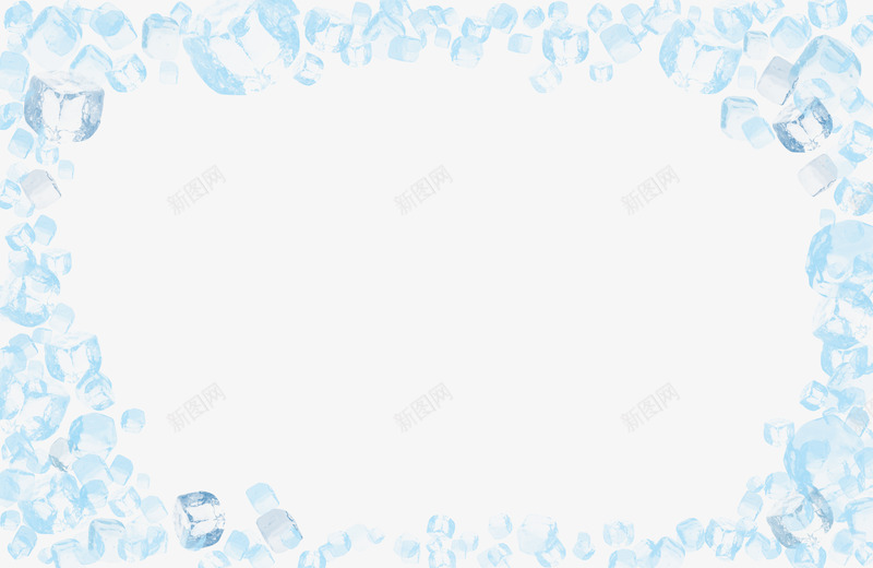蓝色冰块边框png免抠素材_新图网 https://ixintu.com 冰块 夏天 漂浮 蓝色 边框