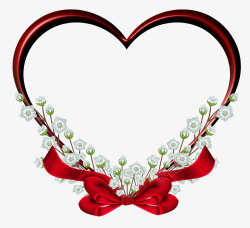 红色心型飘带红色心形花环高清图片