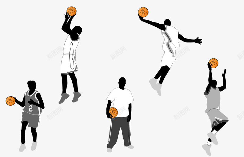 运动篮球动作剪影png免抠素材_新图网 https://ixintu.com 剪影矢量图 篮球 运动 运动投篮动作