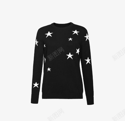 黑色星星图案毛衣png免抠素材_新图网 https://ixintu.com 上衣 产品实物 女装 黑毛衣