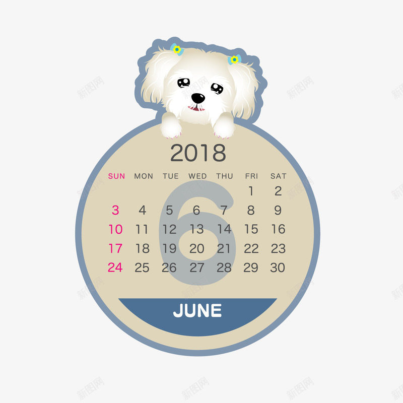 卡通可爱小狗动物矢量图ai免抠素材_新图网 https://ixintu.com 2018年 卡通 可爱 小狗 日历设计 标签设计 狗年 矢量图