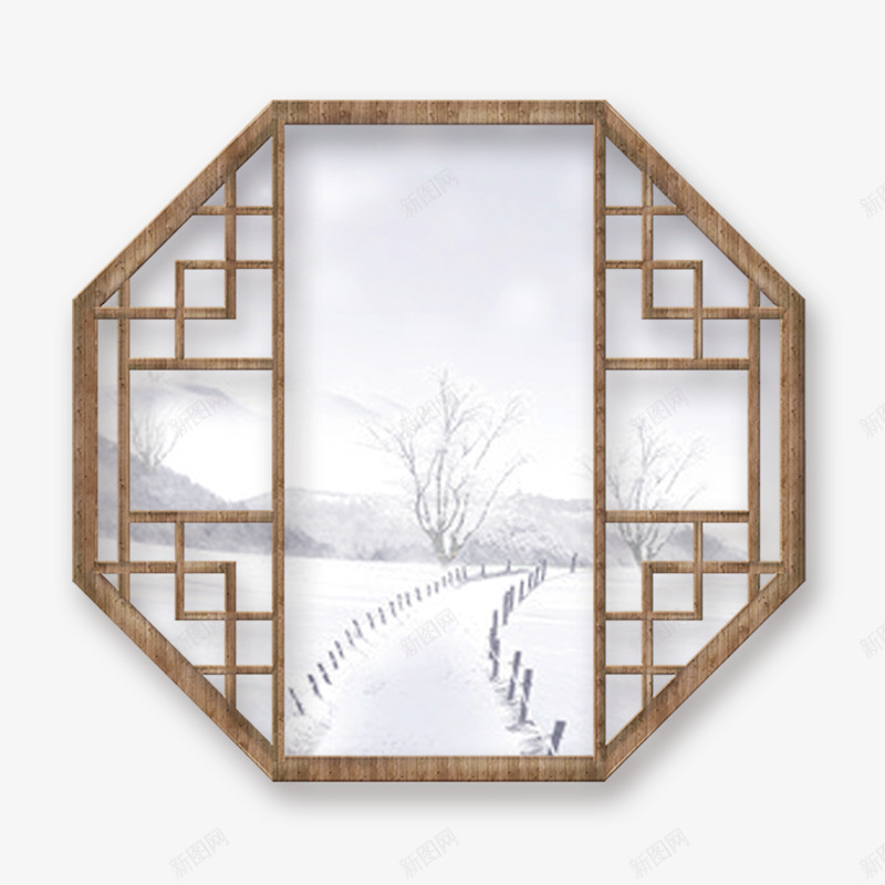 木质窗子图标psd_新图网 https://ixintu.com 传统 大雪 平面 文化 木质 窗子 装修 设计