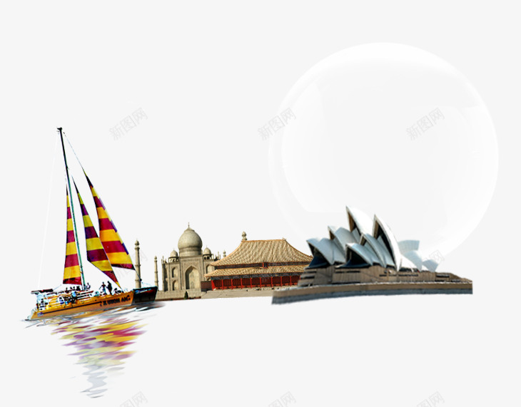 海上帆船世界著名建筑png免抠素材_新图网 https://ixintu.com 帆船 建筑 海上 著名