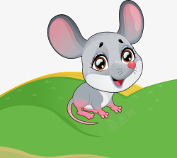小老鼠素手绘卡通小动物小老鼠草地素矢量图高清图片