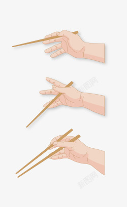 筷子的用法肤色筷子用法展示矢量图高清图片