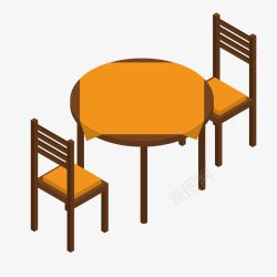 手绘木质双人餐桌矢量图素材