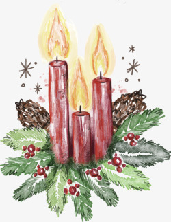 卡通手绘圣诞蜡烛素材