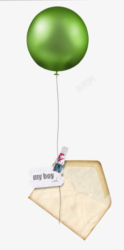 绿色气球信封素材