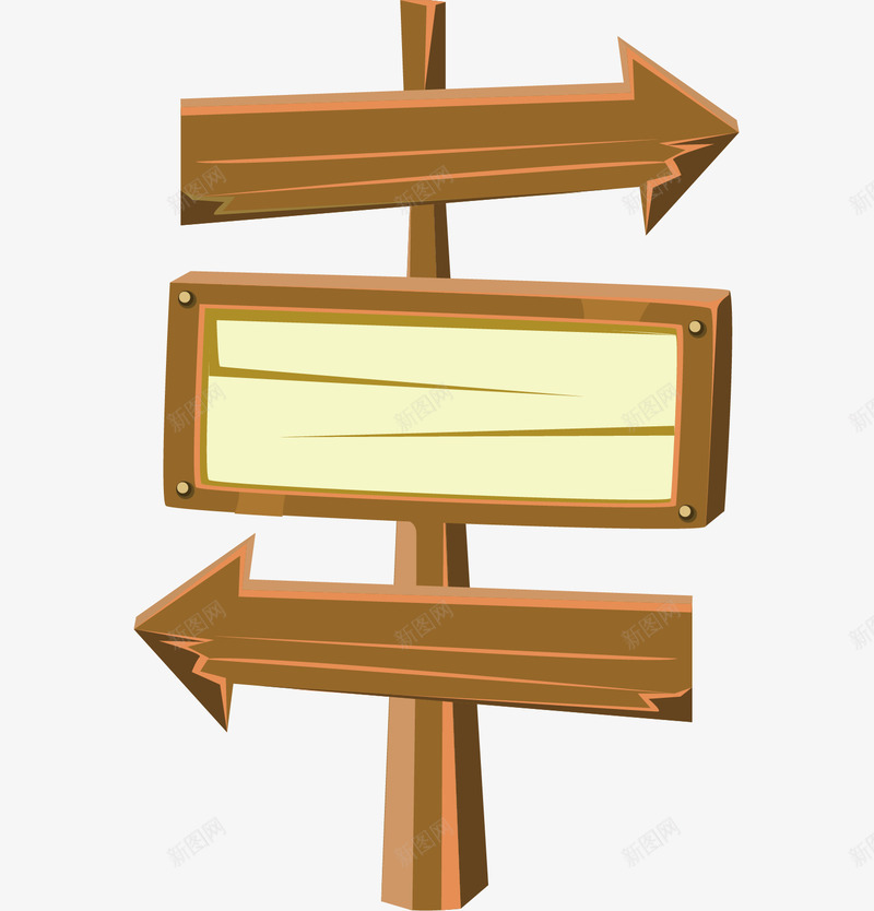 两个方向的箭头png免抠素材_新图网 https://ixintu.com 卡通 向左向右 指示 方向 木质 牌子 箭头 路标