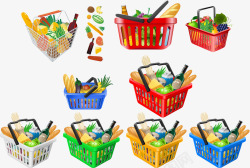 蔬果和购物筐矢量图素材