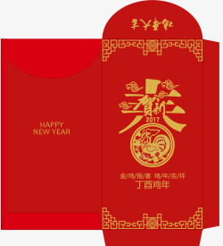 复古竹炭包2017鸡年春节新年红包高清图片