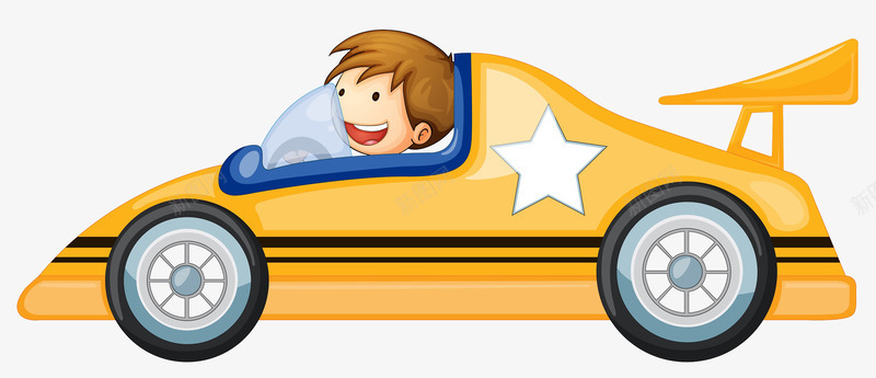 坐在黄色赛车上的男孩png免抠素材_新图网 https://ixintu.com 交通工具 小汽车 模型 汽车 汽车模具 汽车玩具 玩具 赛车 跑车 车子