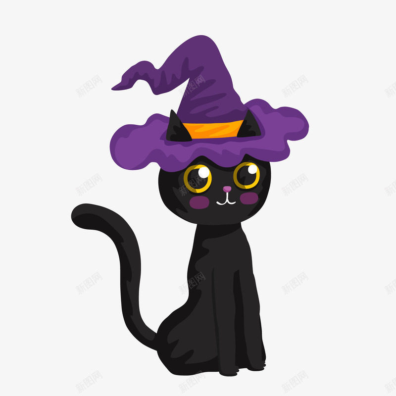 万圣节黑猫png免抠素材_新图网 https://ixintu.com 万圣节装饰 卡通动物 卡通小猫 背景装饰 黑色小猫
