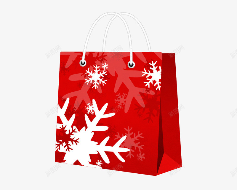红色雪花购物袋psd免抠素材_新图网 https://ixintu.com 圣诞 手提袋 新年 春节 红色 纸袋 购物袋 过年 雪花