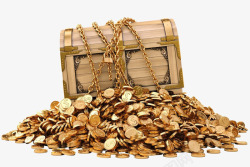 金色木质宝箱金币素材